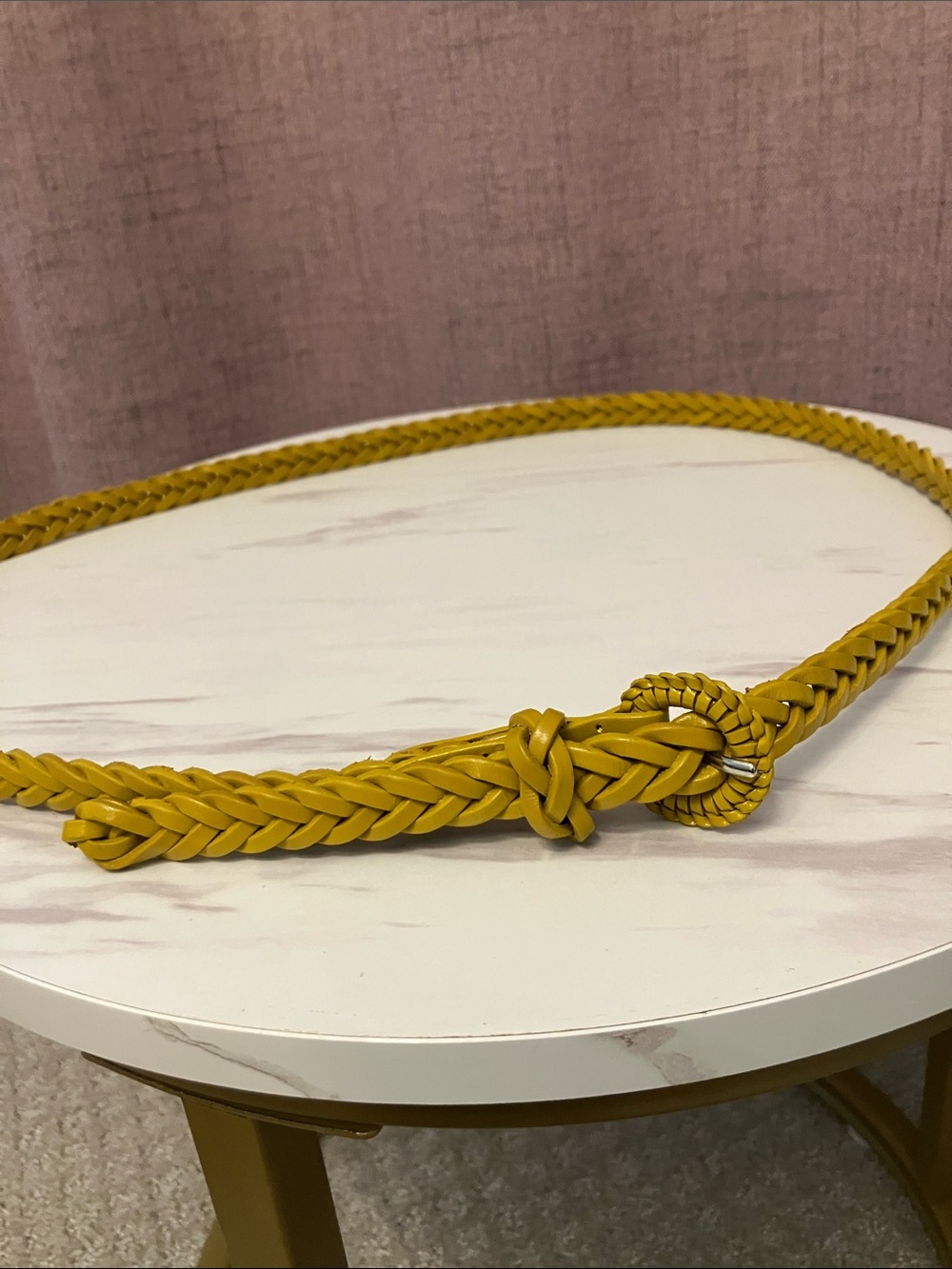 The Limited Braided Knot Belt in Mustard